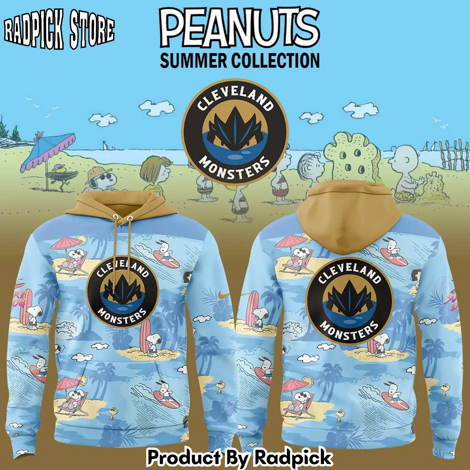Cleveland monsters peanuts summer collection hoodie joggers hoodie and long pants set rp291839